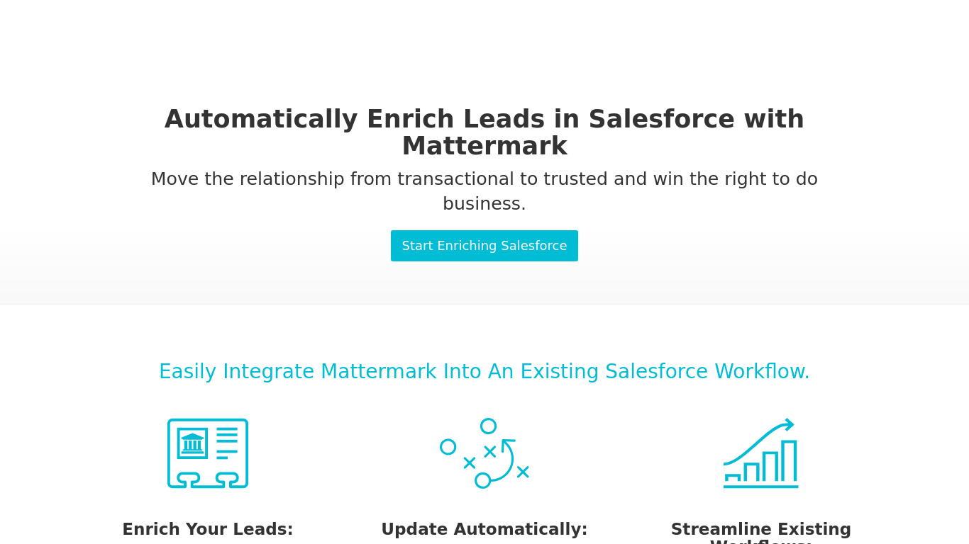 Mattermark in Salesforce AppExchange Landing page