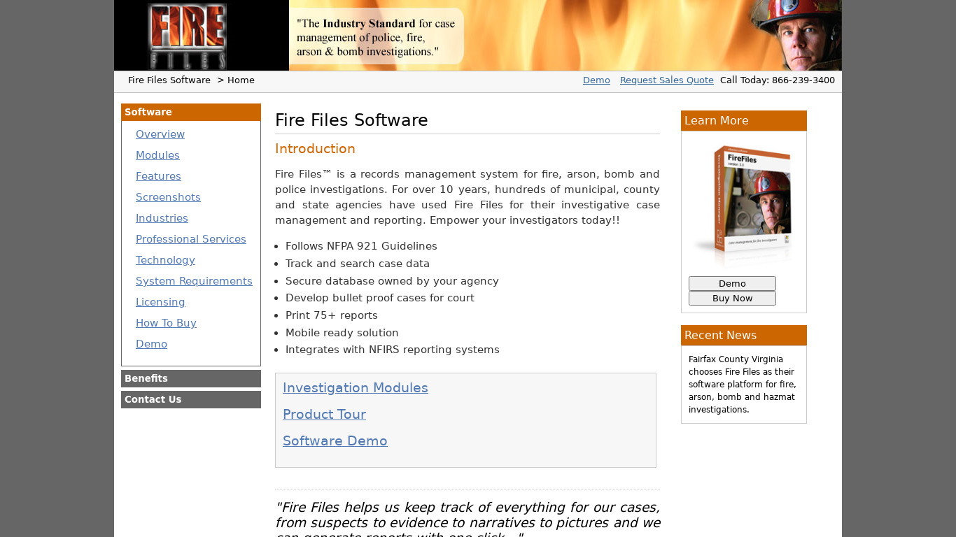 Fire Files Landing page