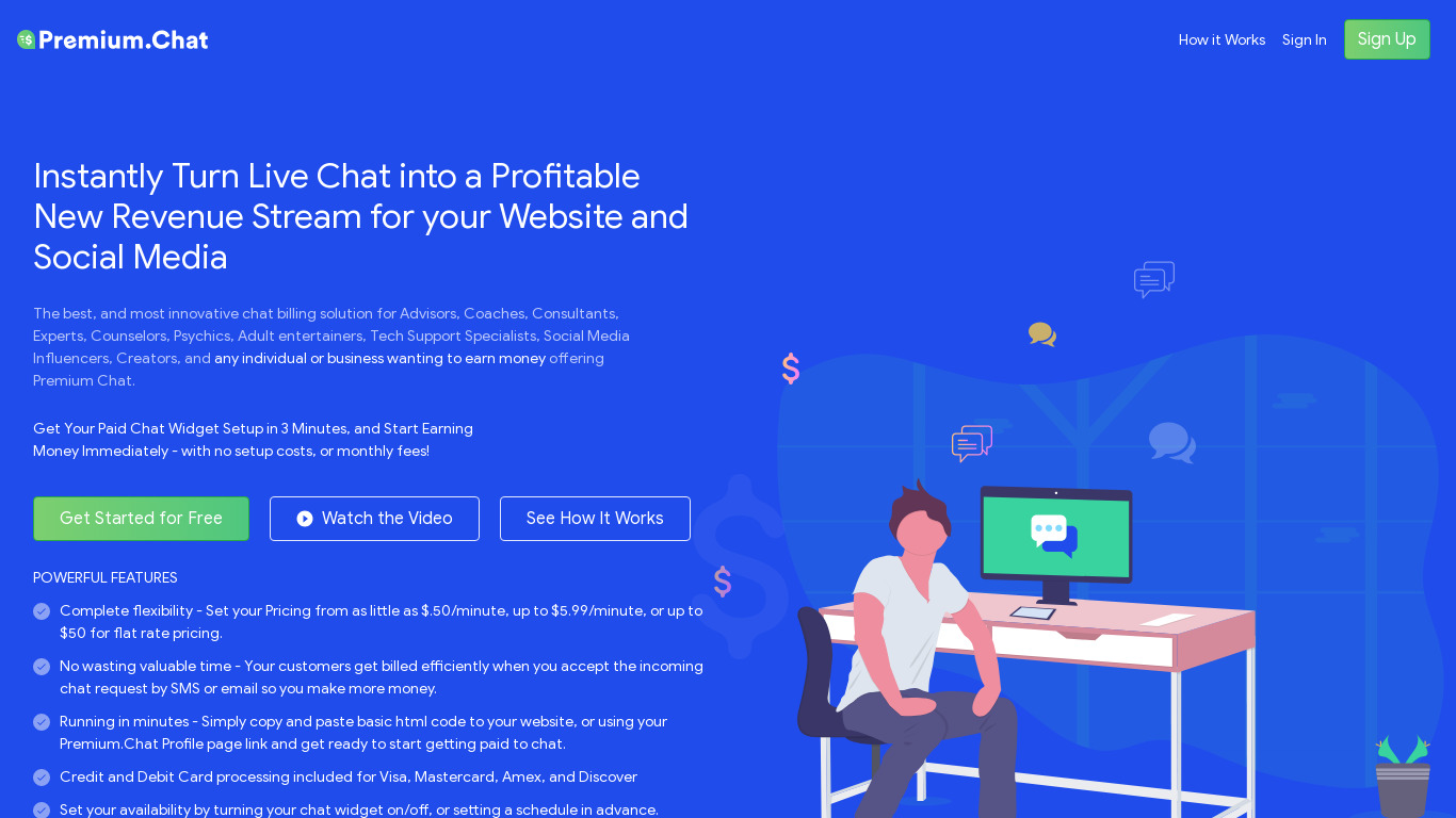 Premium.Chat Landing page