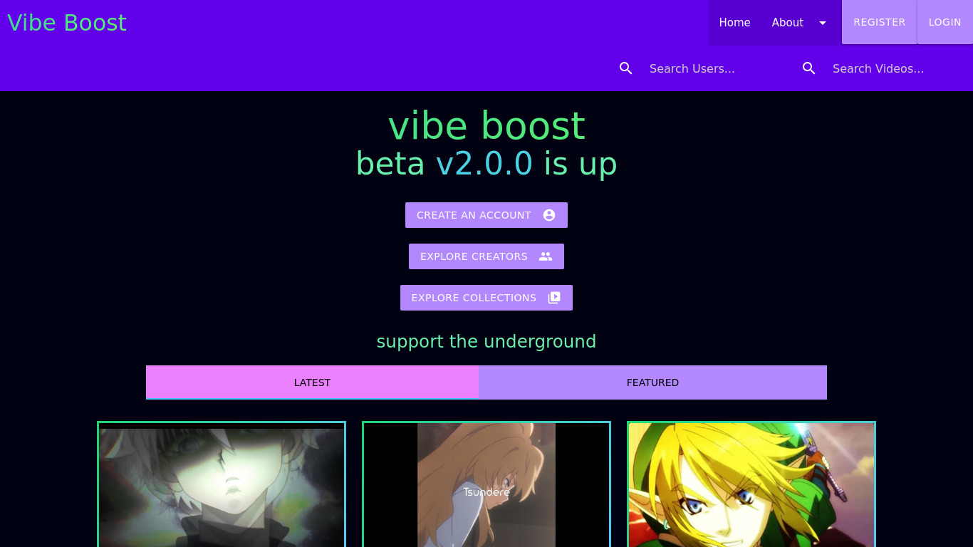 Vibe Boost Landing page