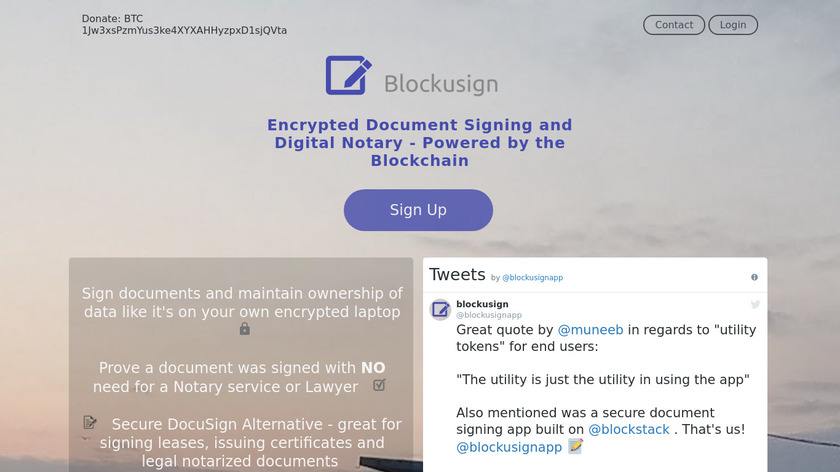 Blockusign.co Landing Page