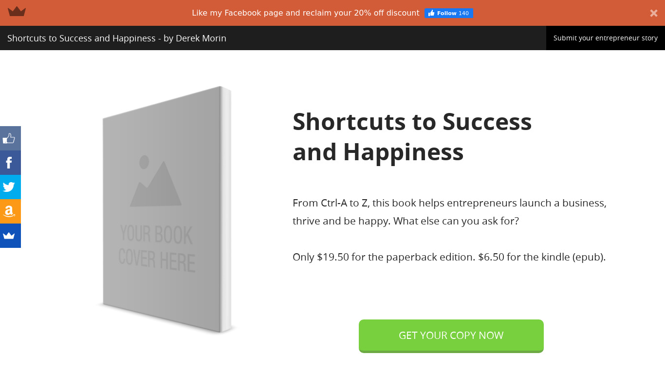 Shortcuts to Success and Happiness Landing page