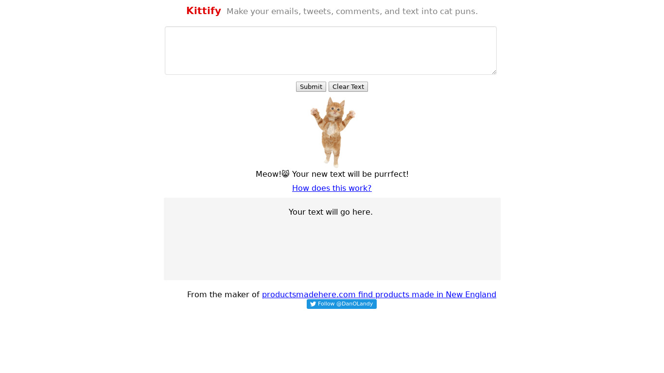 Kittify Landing page