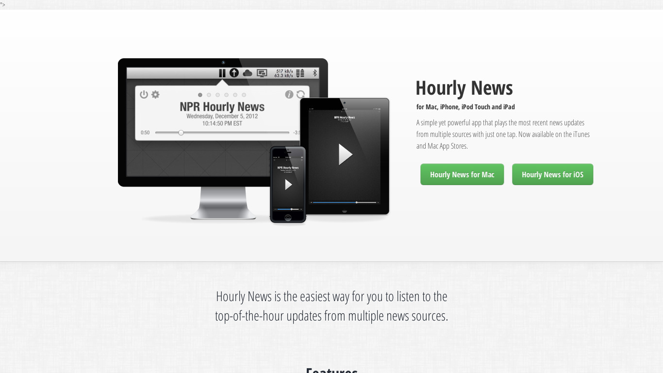 Hourly News Landing page