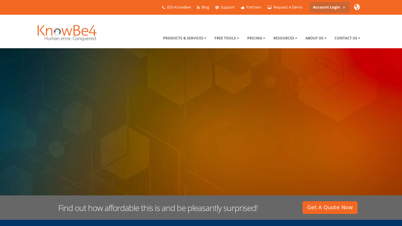 Knowbe4 Landing page