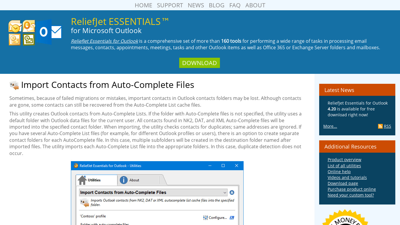 Import Contacts from Auto-Complete Files Landing page