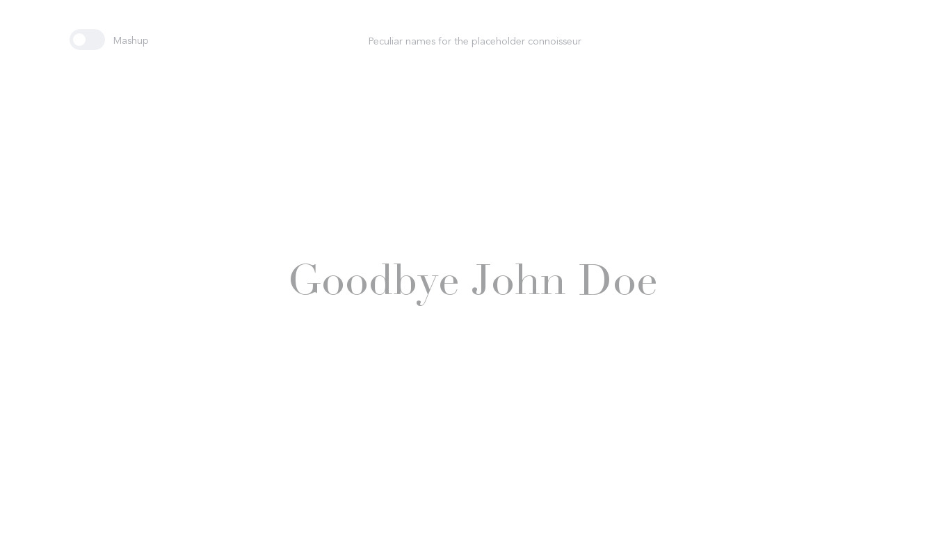 Goodbye John Doe Landing page