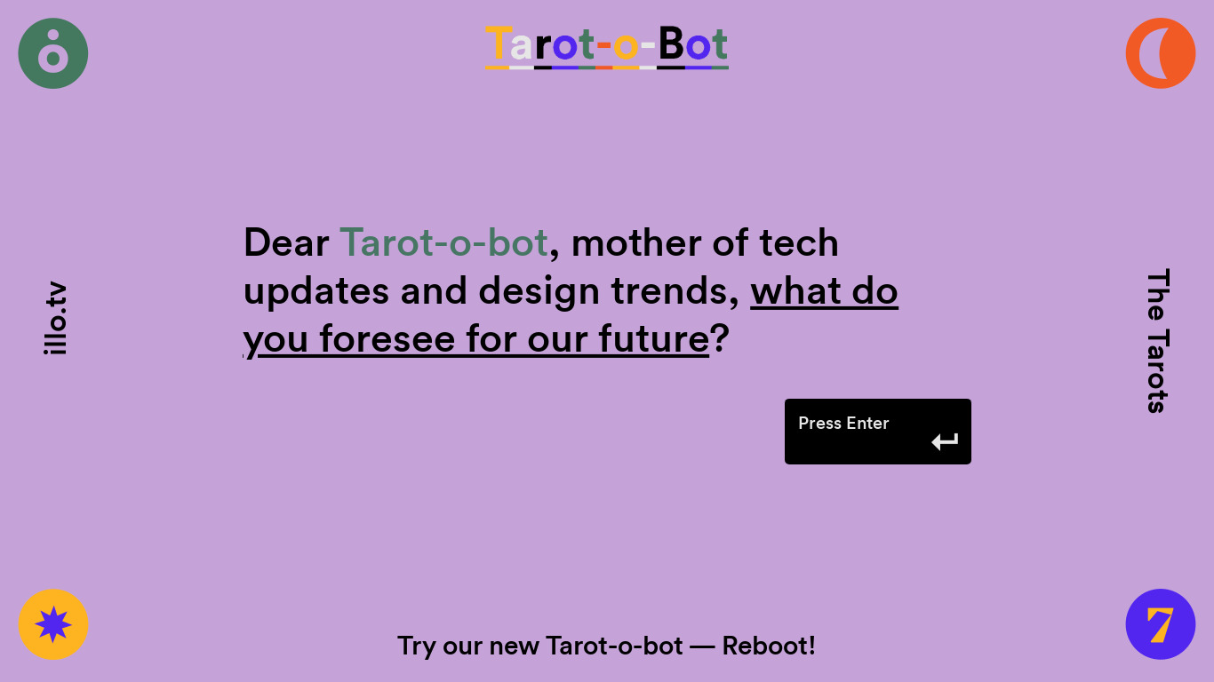 Tarot-o-bot Landing page