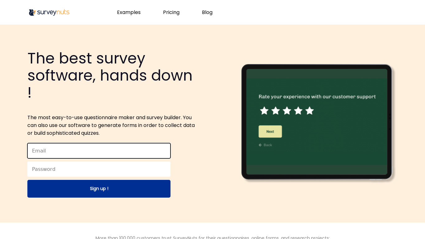 PopSurvey Landing page