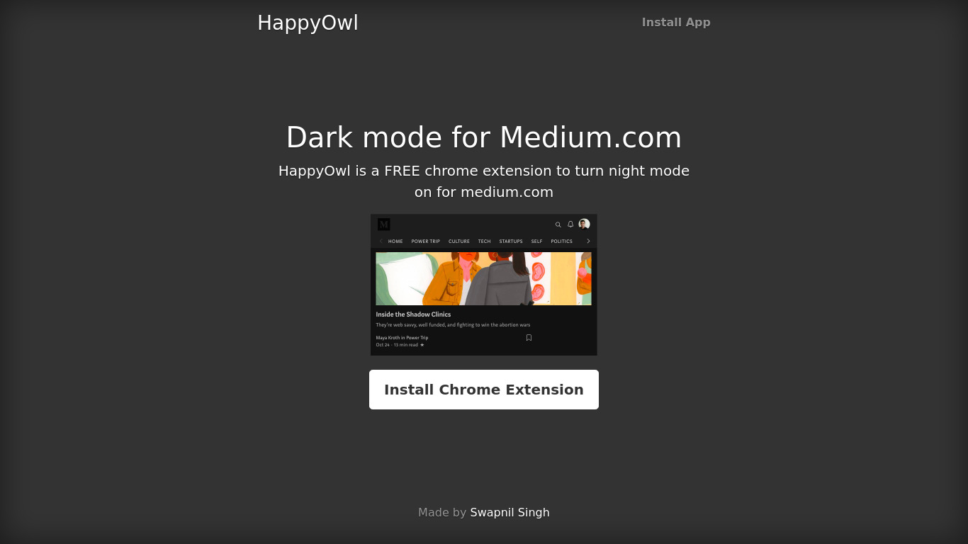 Happy Owl Landing page
