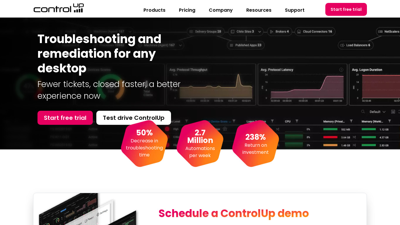 ControlUp Landing page