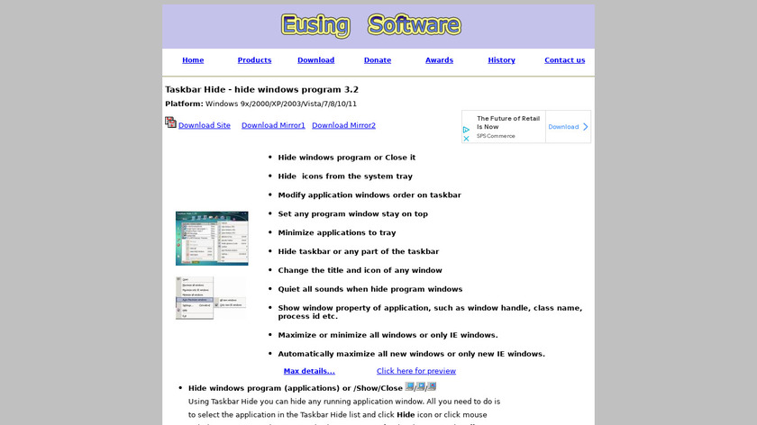 Taskbar Hide Landing Page
