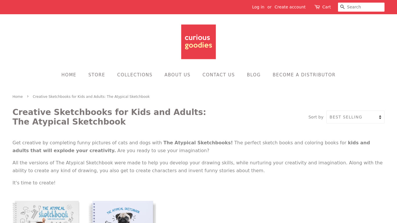 thecuriousgoodies.com The Atypical Sketchbook Landing page