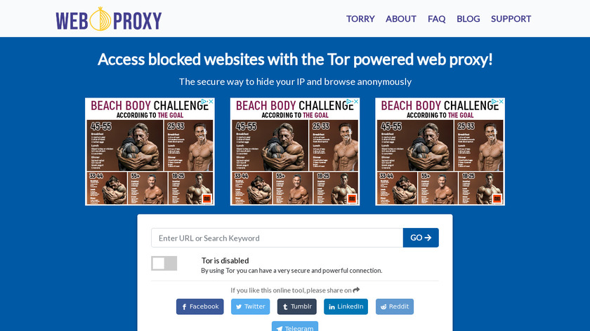 WebOProxy Landing Page