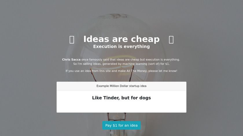 Ideas are Cheap Landing Page
