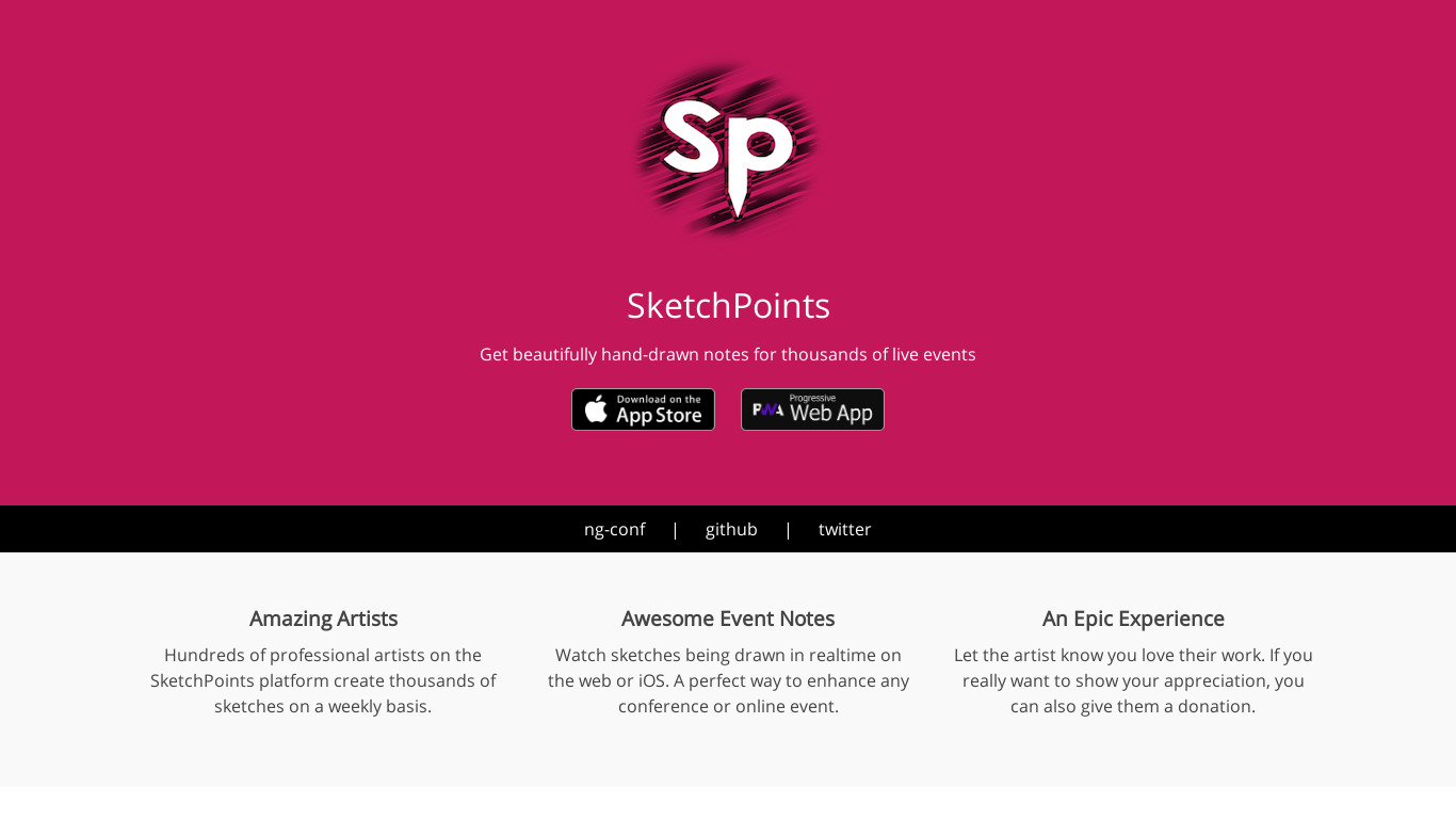 SketchPoints Landing page