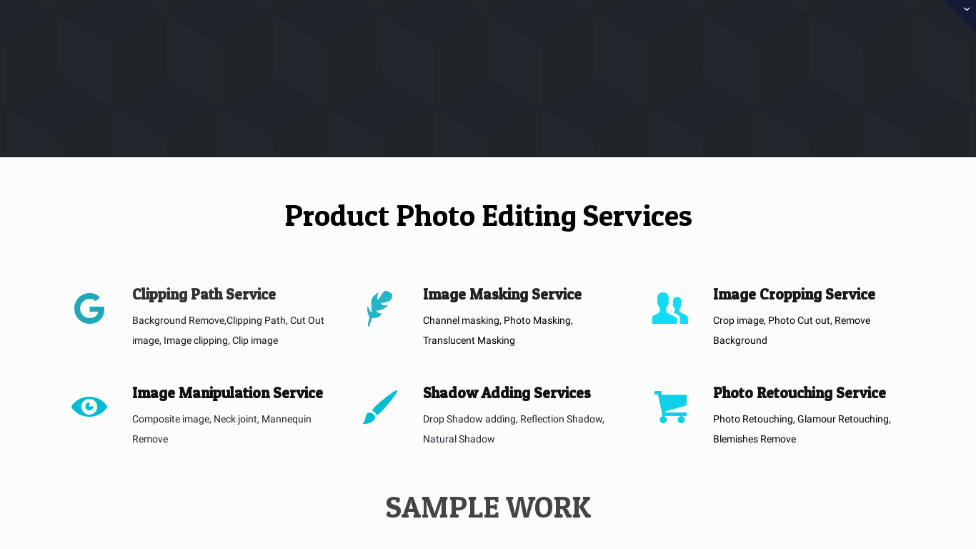 Product Photo Editing Landing page