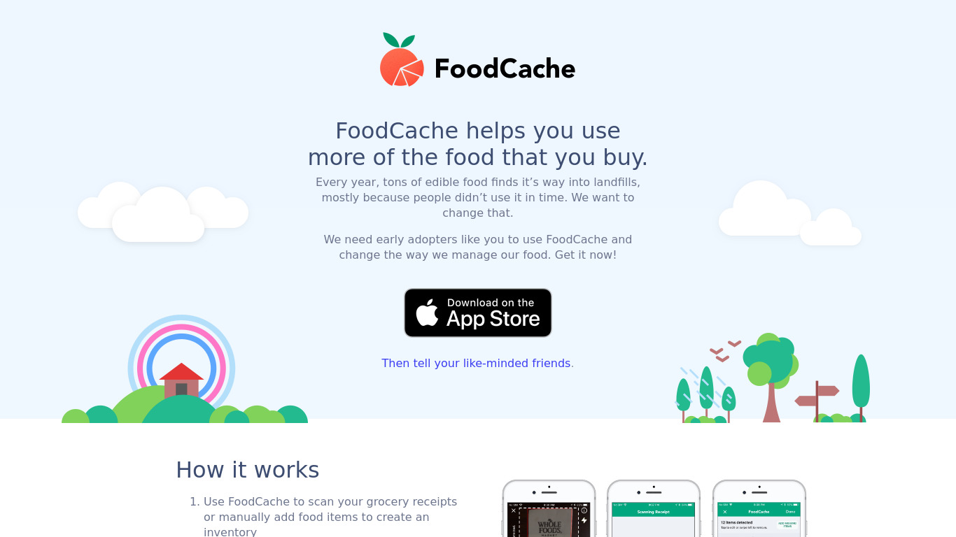 FoodCache Landing page