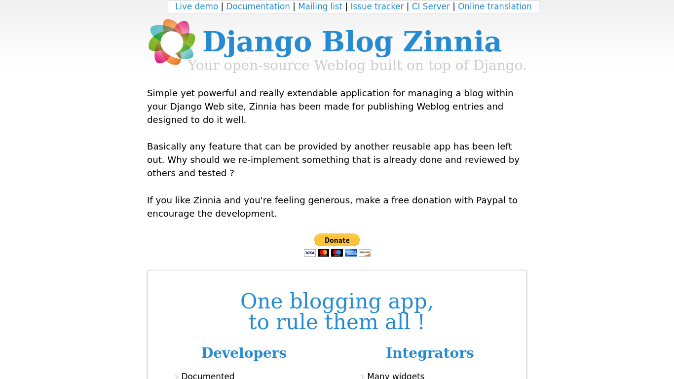 Django Blog Zinnia Landing page