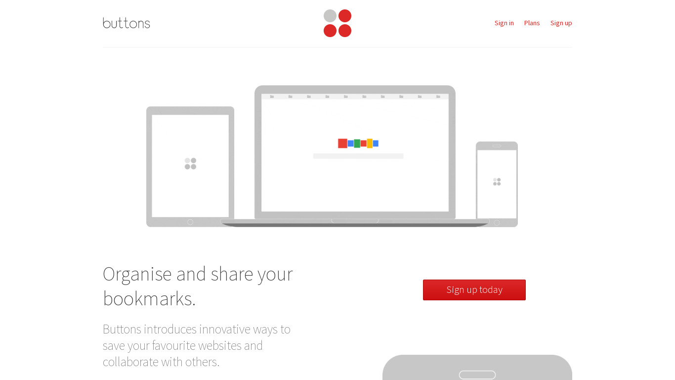 Buttons Landing page