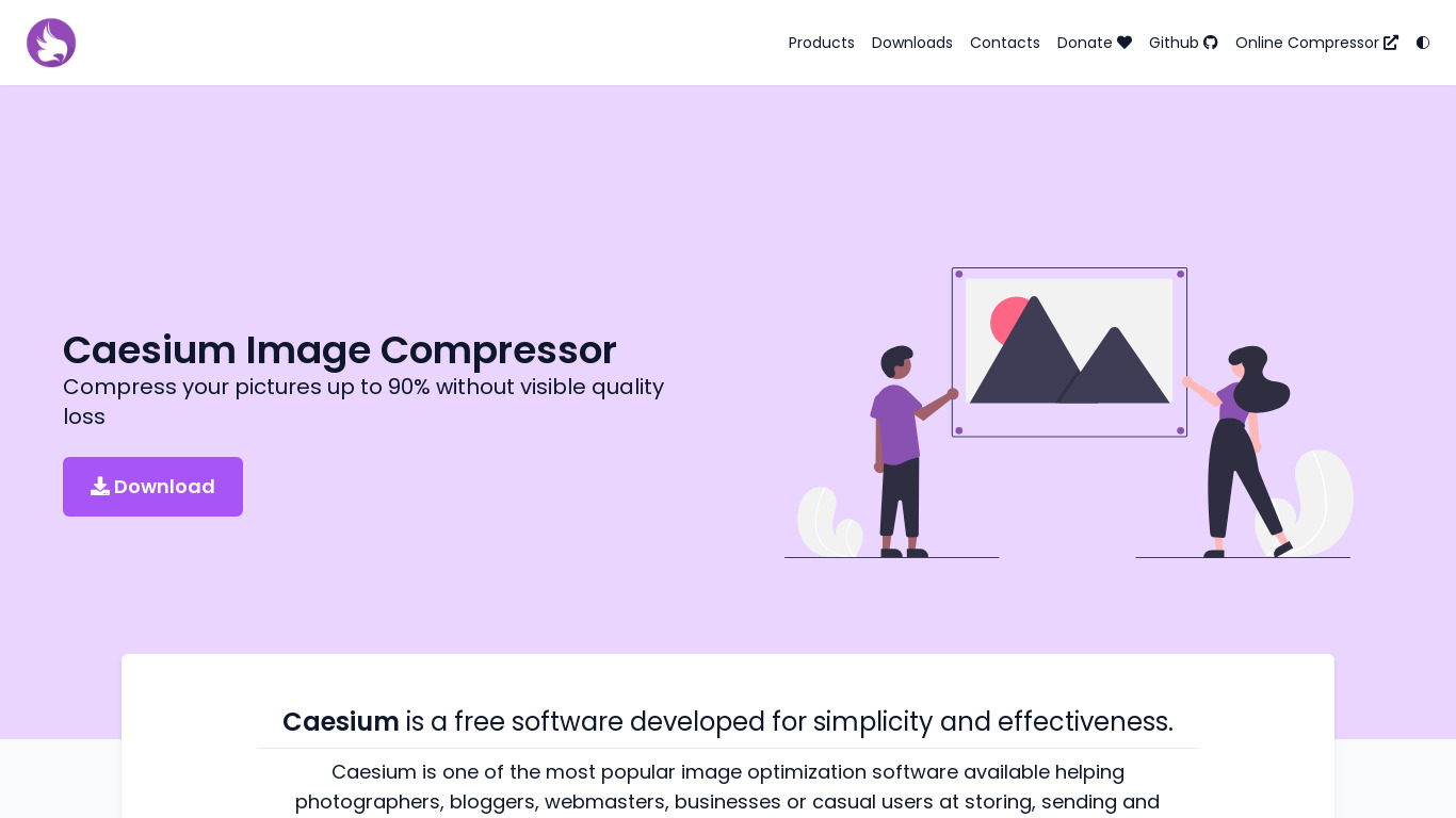 Caesium Image Compressor Landing page