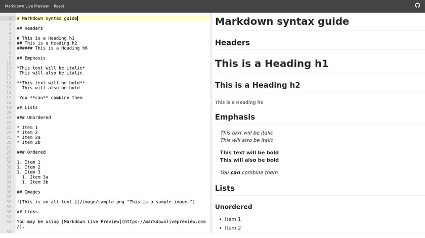 Markdown Live Preview Landing Page