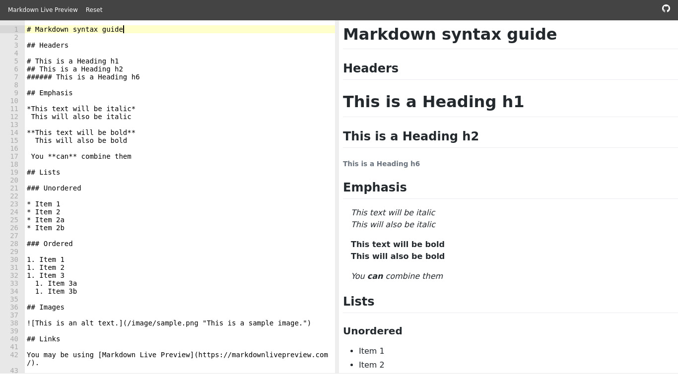 Markdown Live Preview Landing page