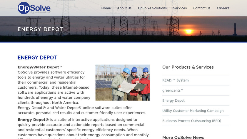 OpSolve Energy Depot Landing Page