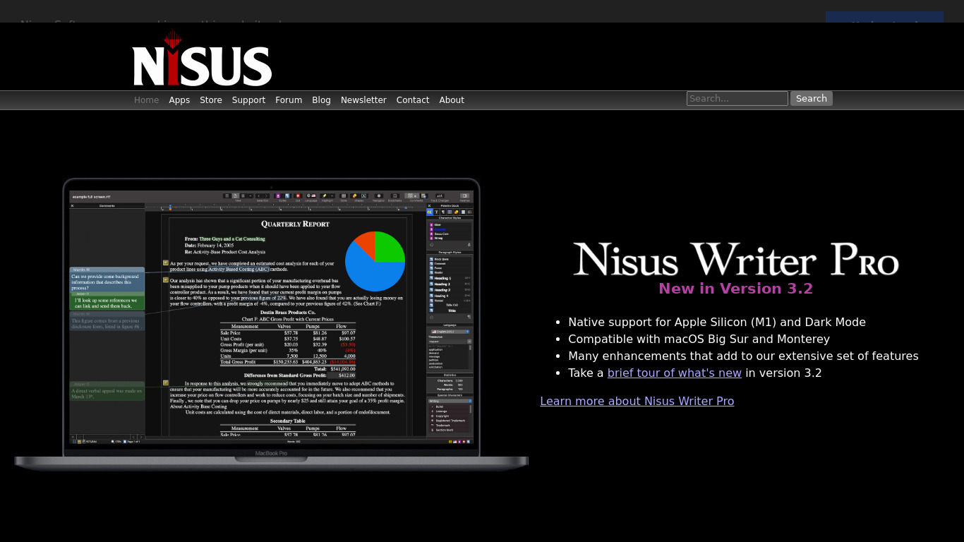 Nisus Writer Landing page