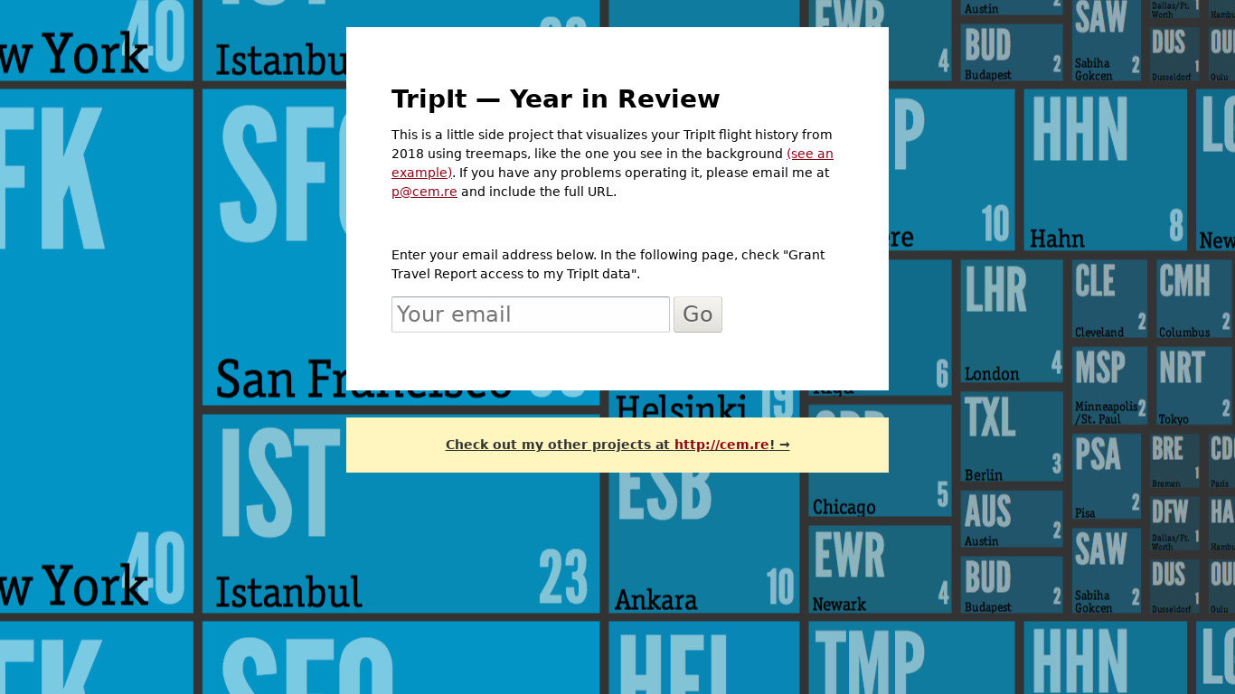 TripIt Year in Review Landing page