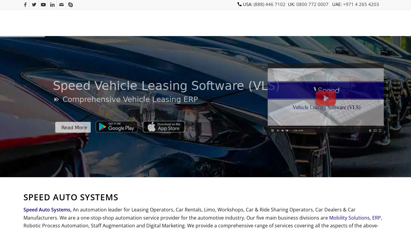 Speed Auto Systems Landing page