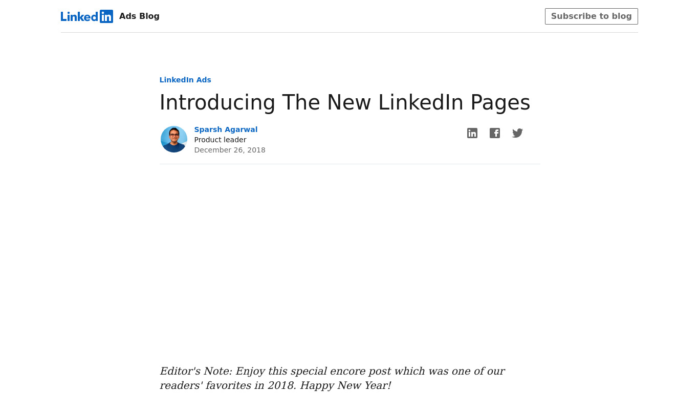 LinkedIn Pages Landing page