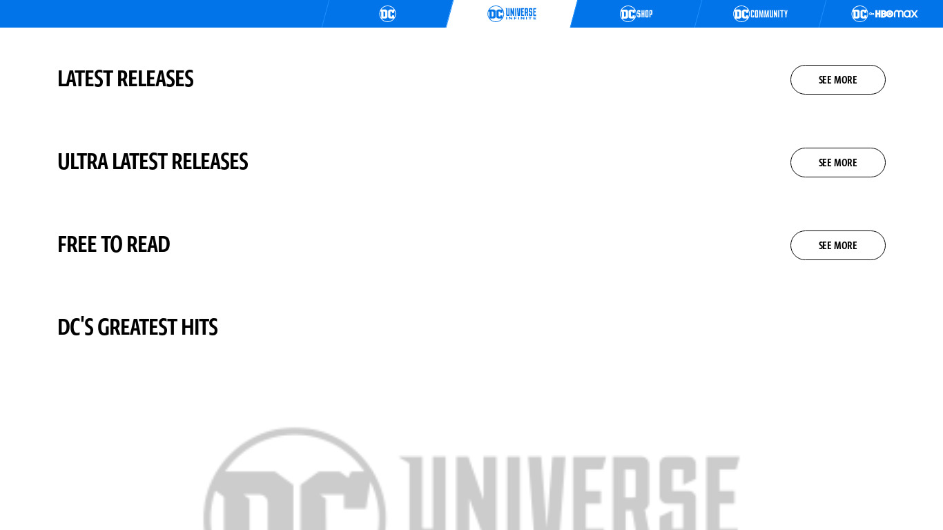 DC Universe Landing page