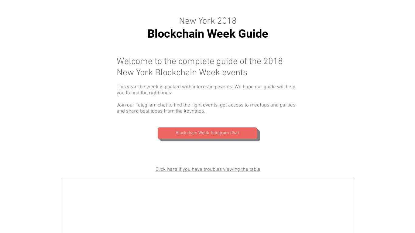 NY Blockchain Week Guide 2018 Landing page