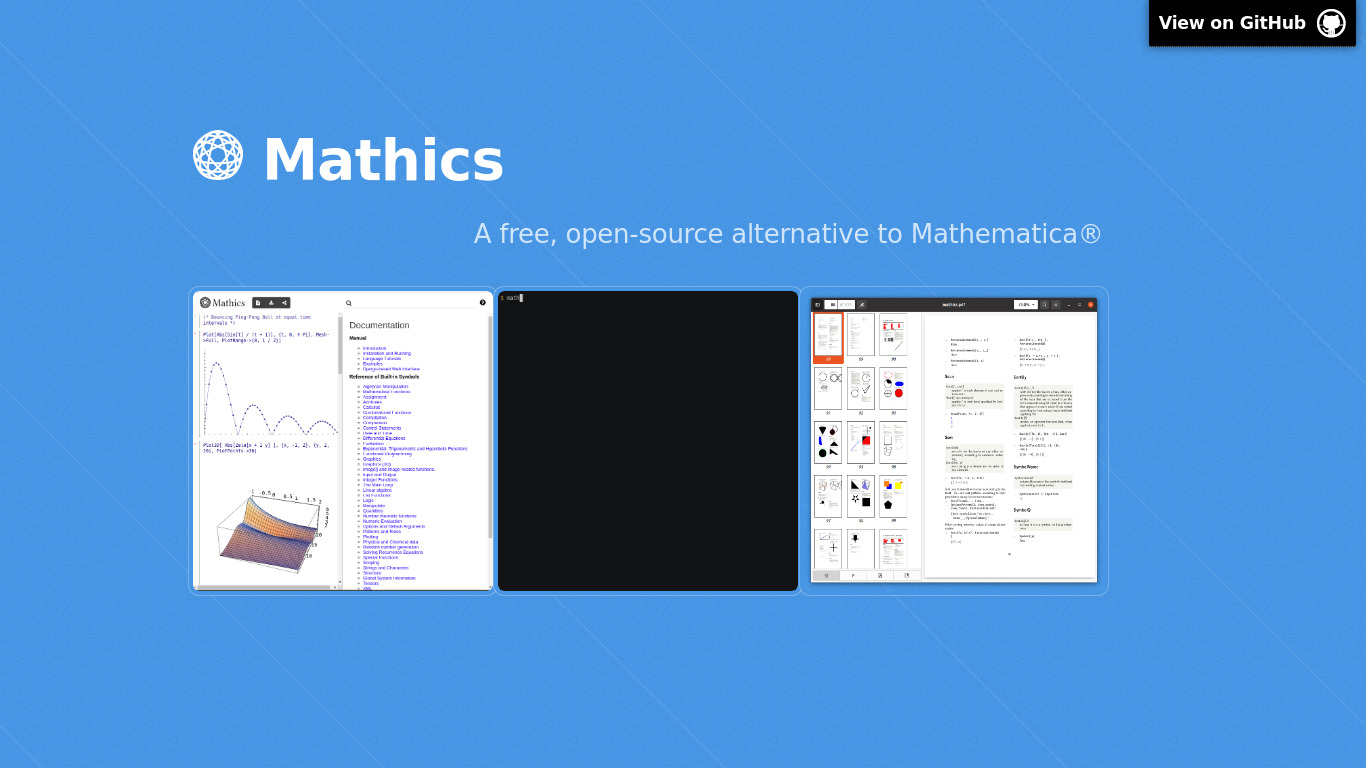 Mathics Landing page