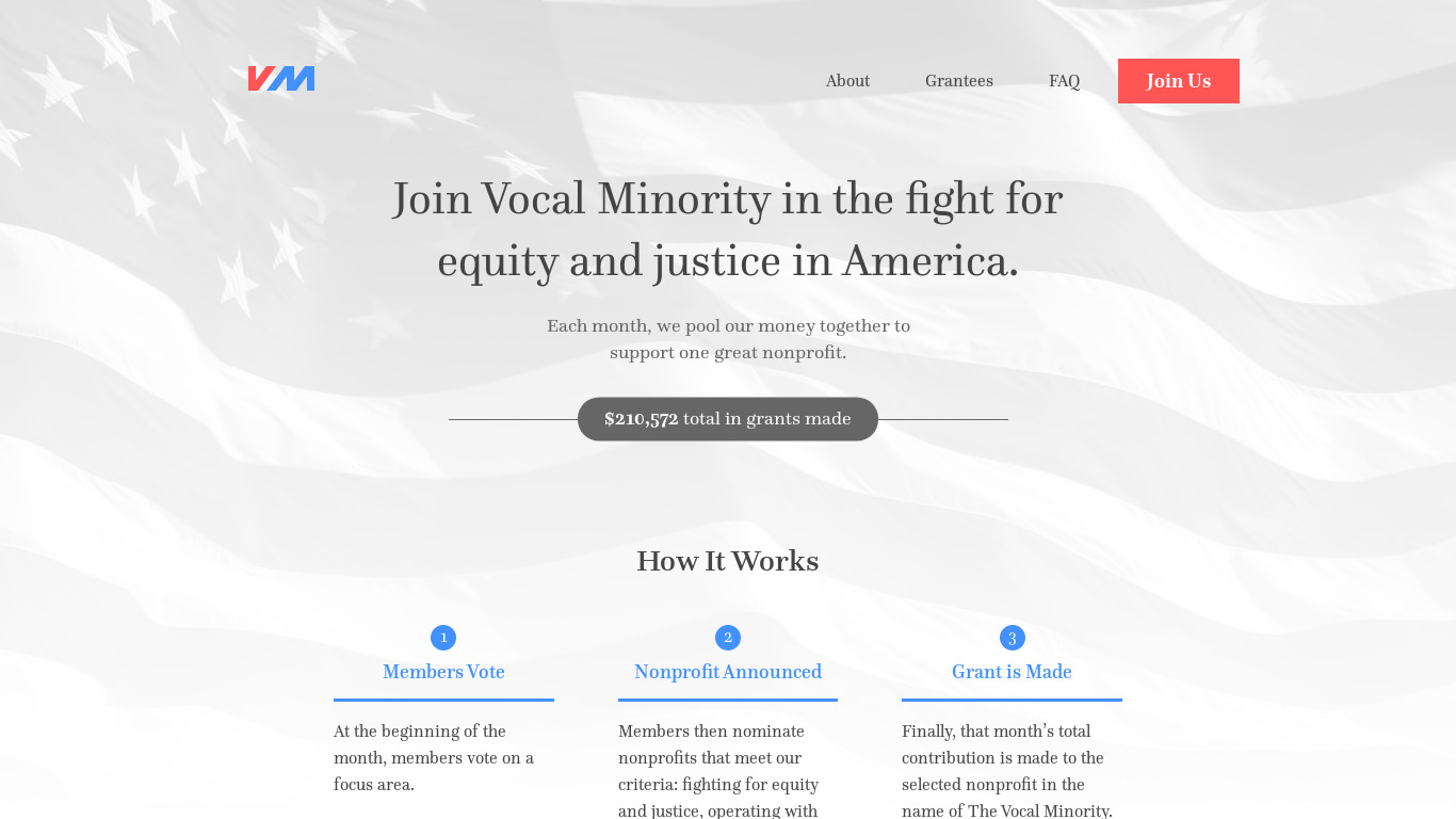 Vocal Minority Landing page