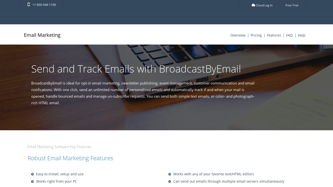 BroadcastByEmail Landing page