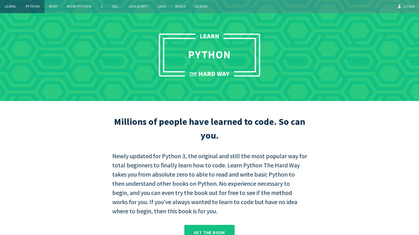 Learn Python The Hard Way Landing Page