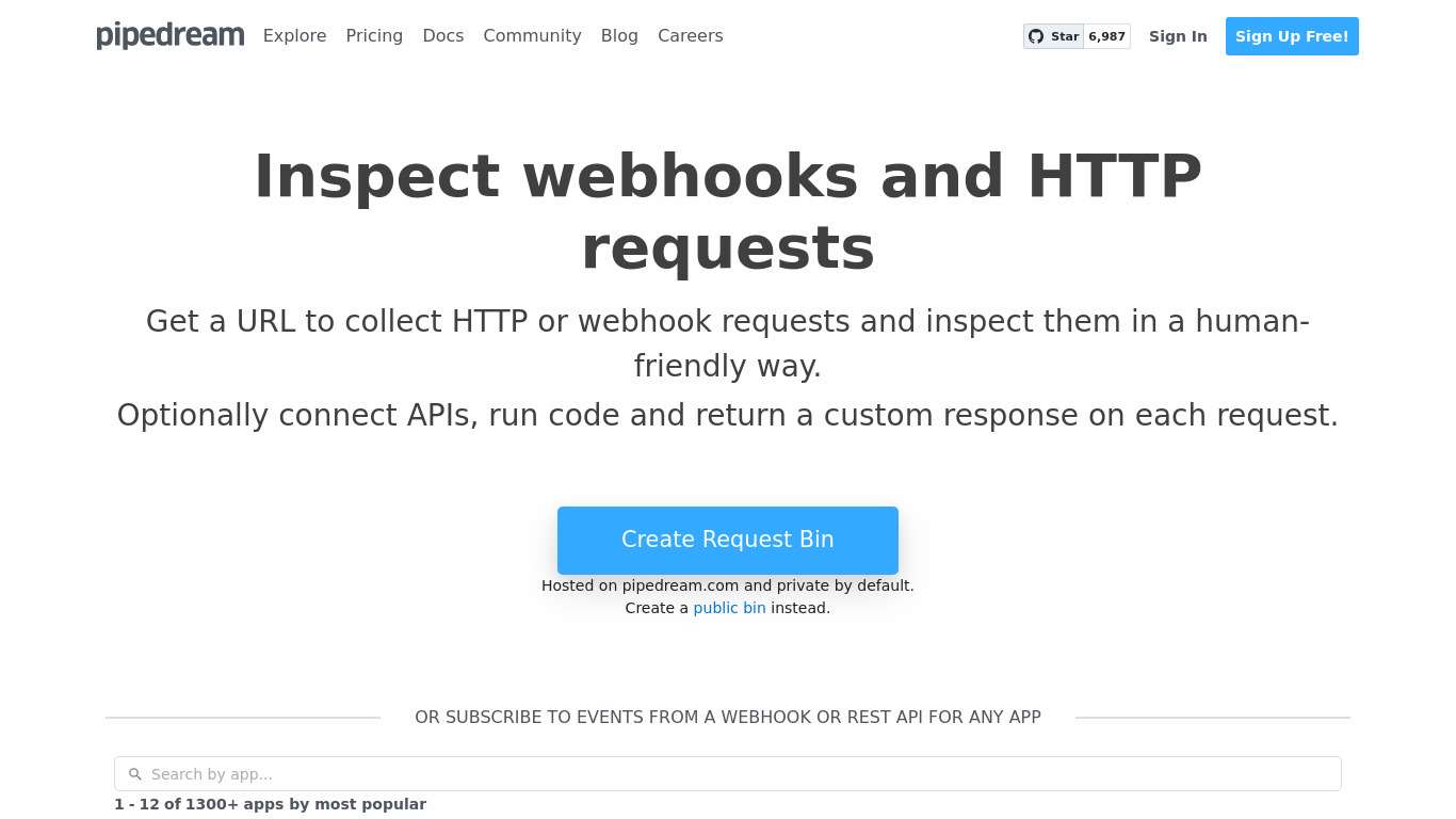 RequestBin Landing page