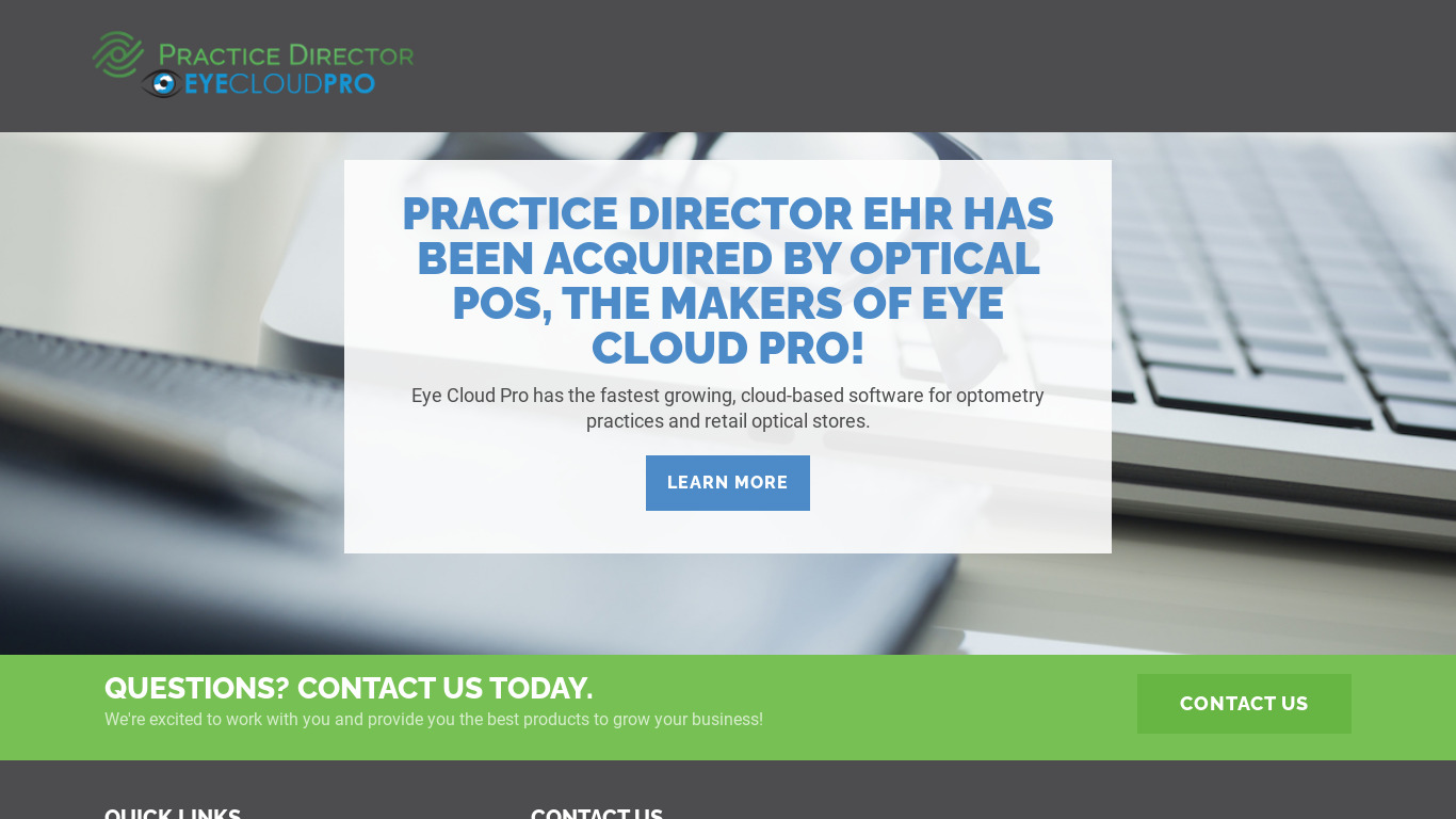 Practice Director EHR Landing page