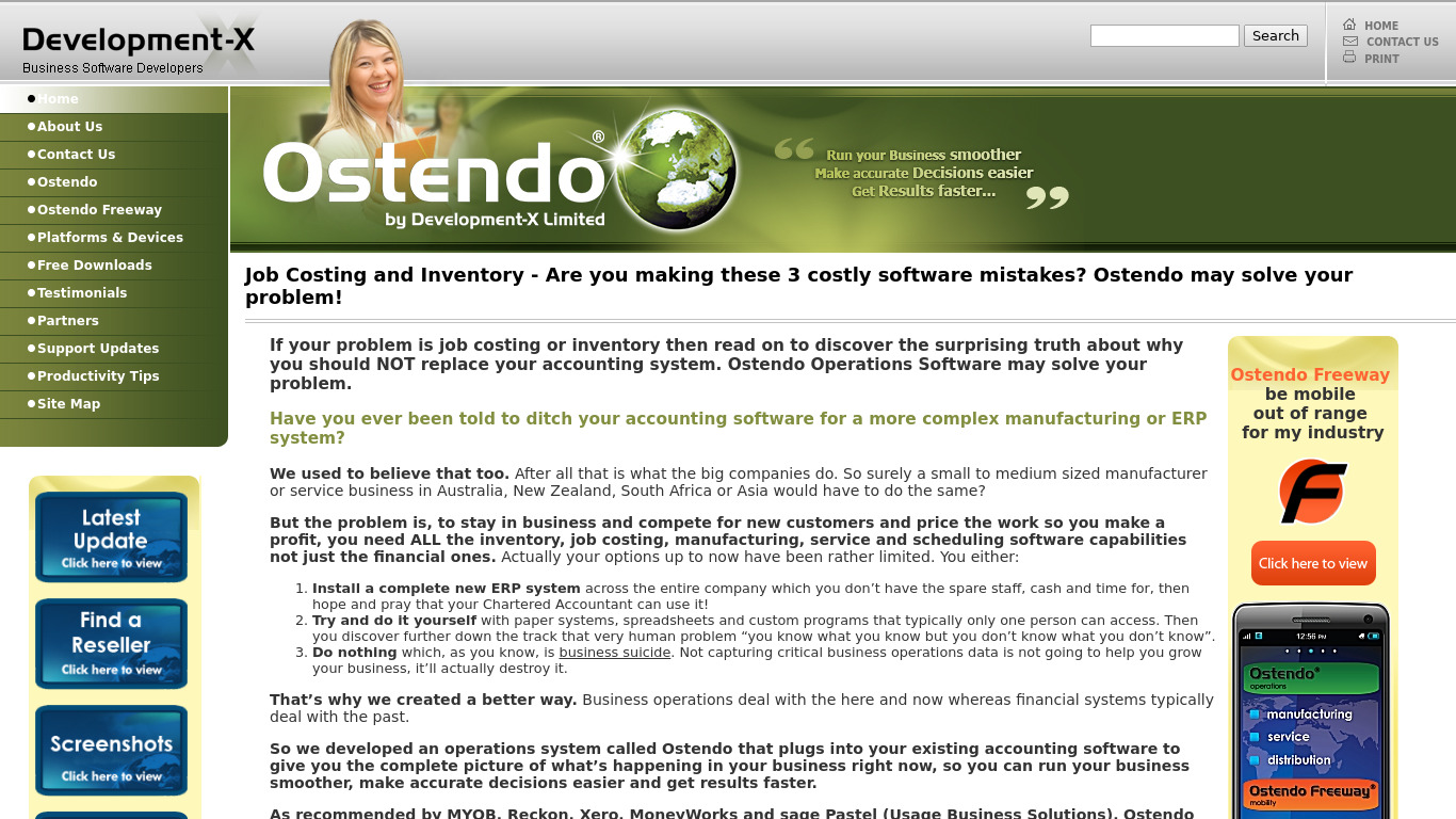 Ostendo Landing page