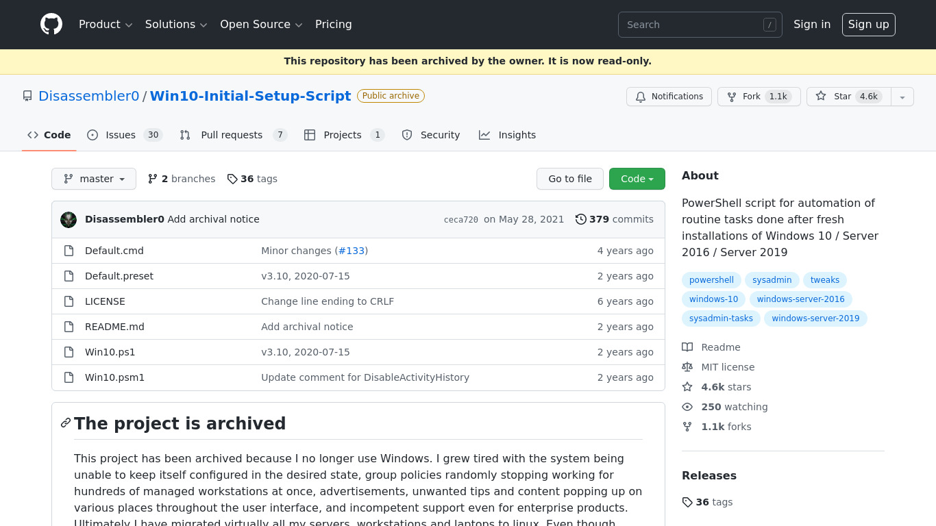Win10-Initial-Setup-Script Landing page