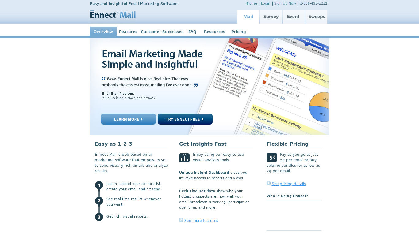 Ennect Mail Landing page