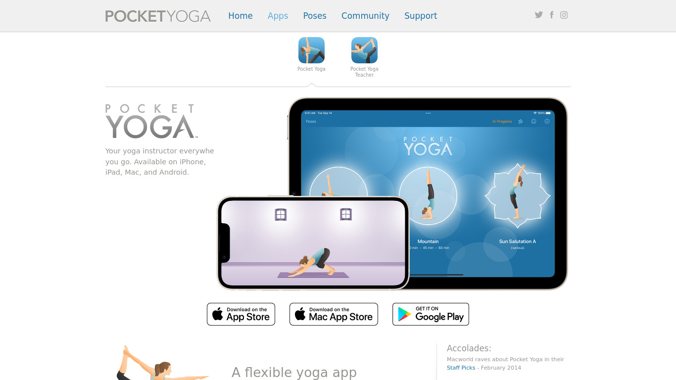 Pocket Yoga Landing page
