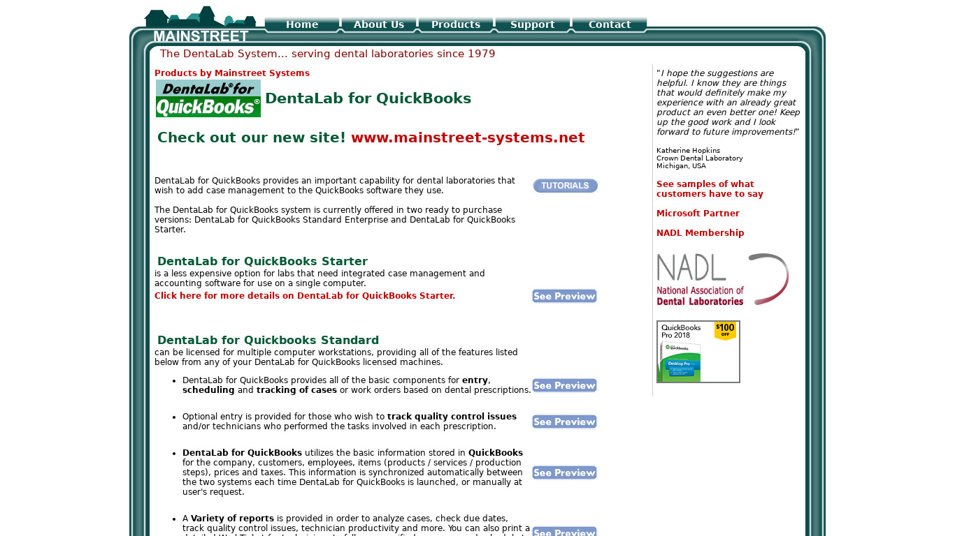 DentaLab for QuickBooks Landing page