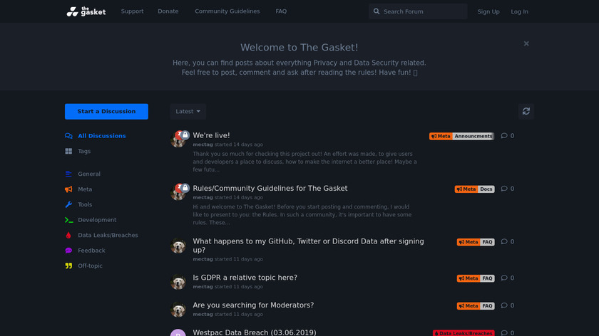 The Gasket Landing Page