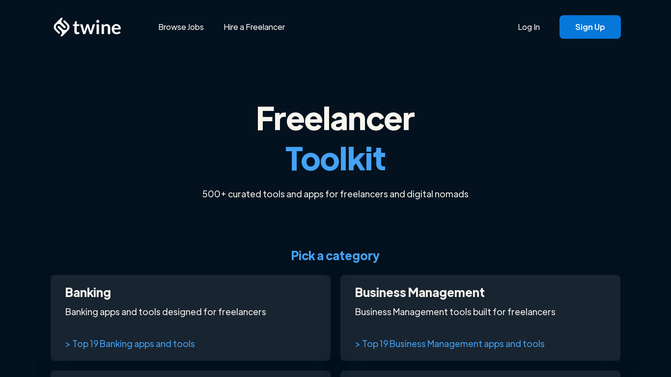 The Freelancer Toolkit Landing page