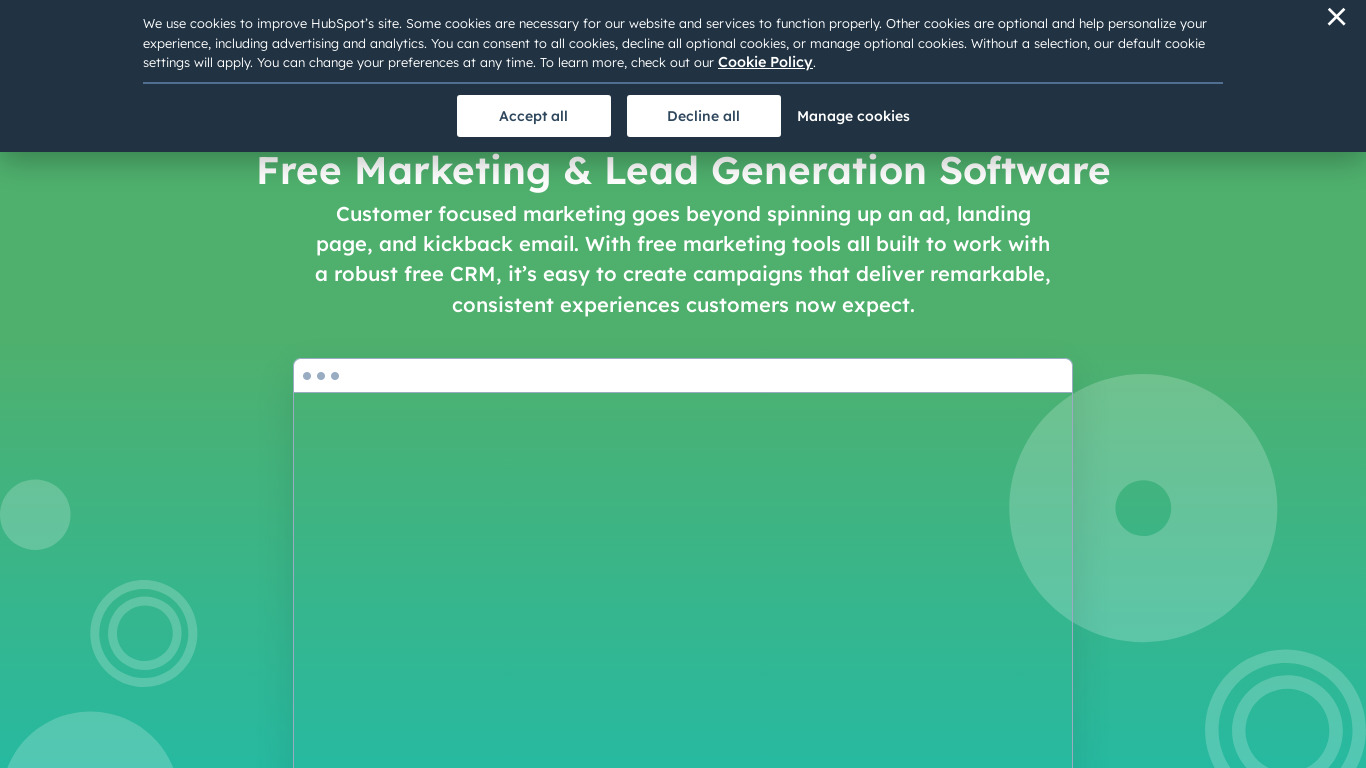 HubSpot Free Email Marketing Landing page