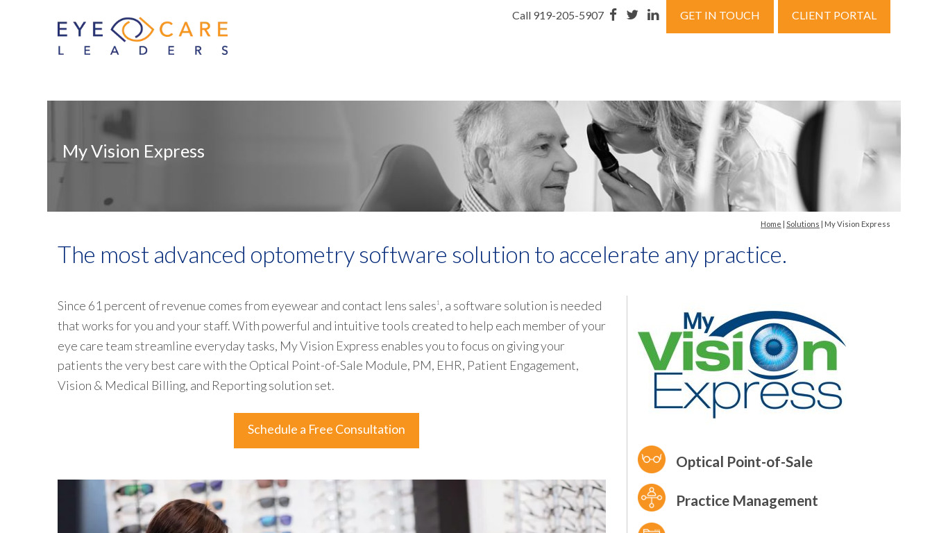 My Vision Express Landing page