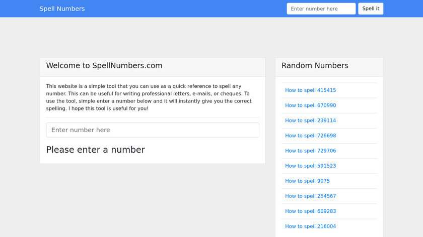 Spell Numbers Landing Page